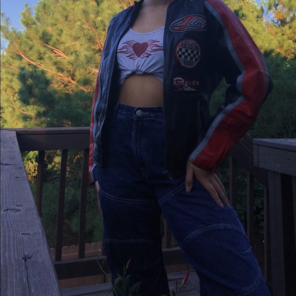 ☆RARE authentic national race club leather jacket☆